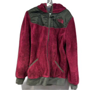 The North Face Osito Fleece Hoodie Jacket full zip black & burgandy- M